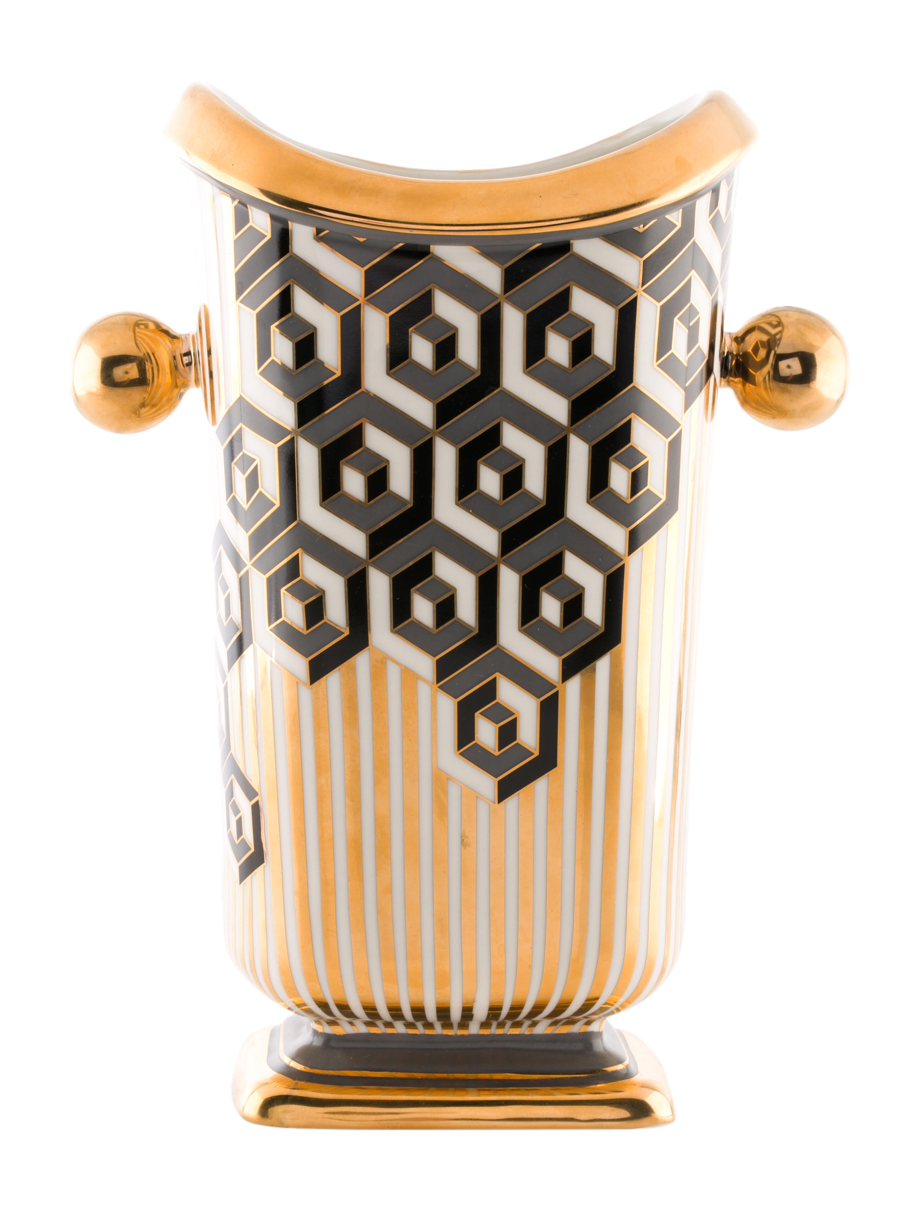 Jonathan Adler Versailles Hex Vase Gold Decorative Accents, Decor