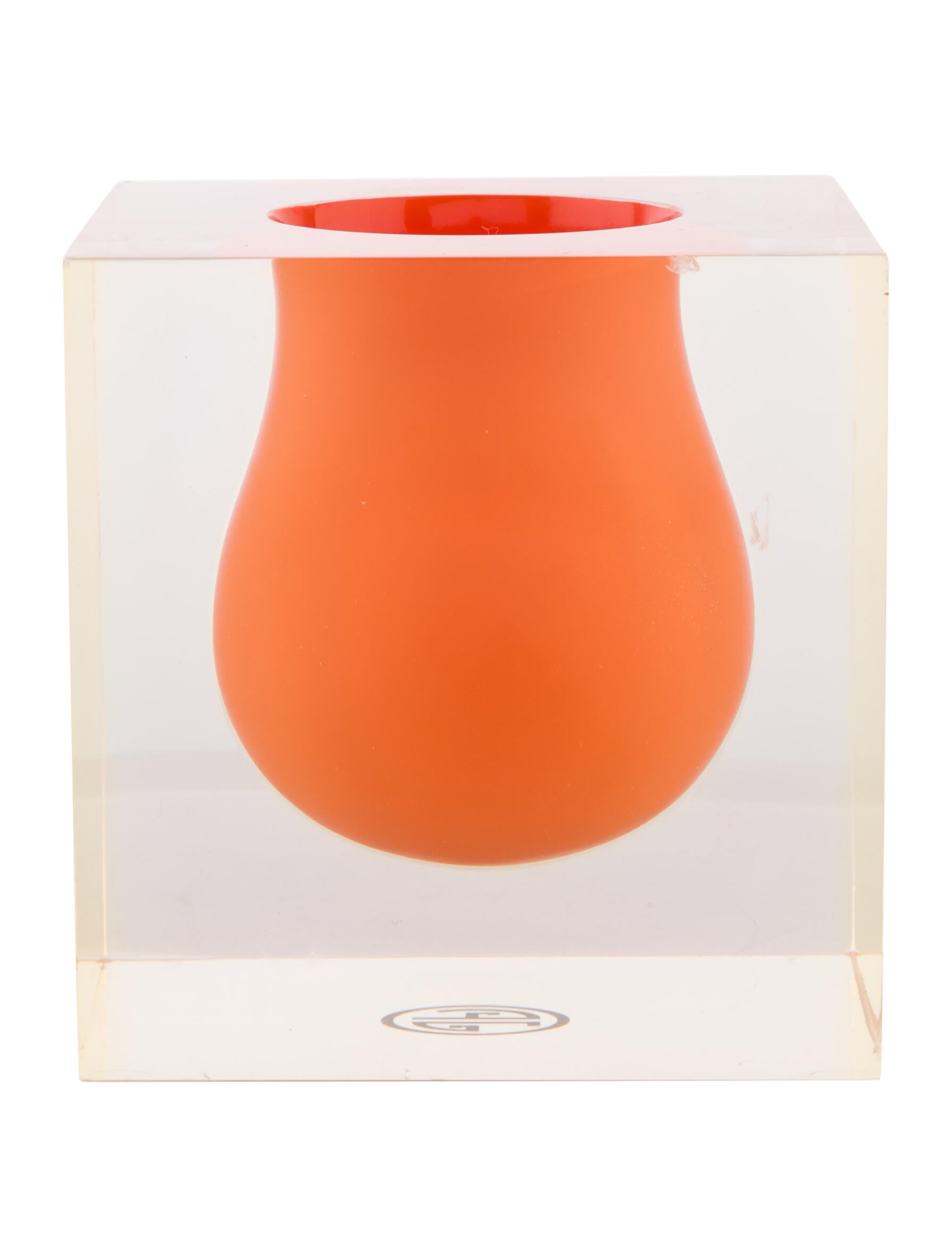 Jonathan Adler Acrylic Bel Air Mini Scoop Vase Orange Decorative
