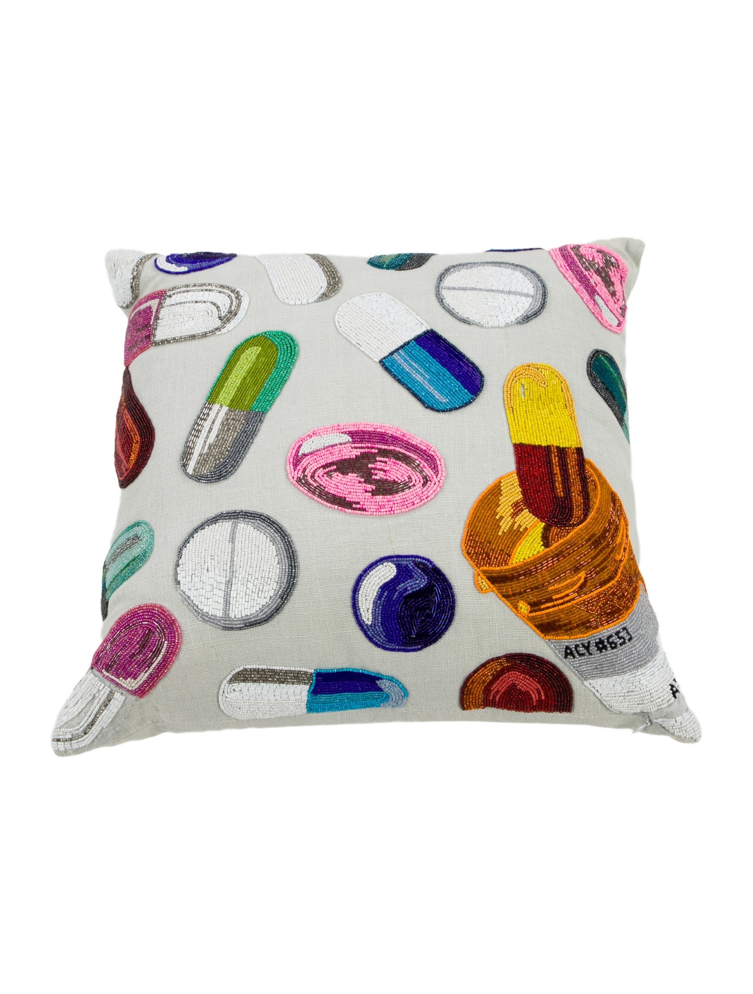 Jonathan Adler Happy Pills Beaded Pillow