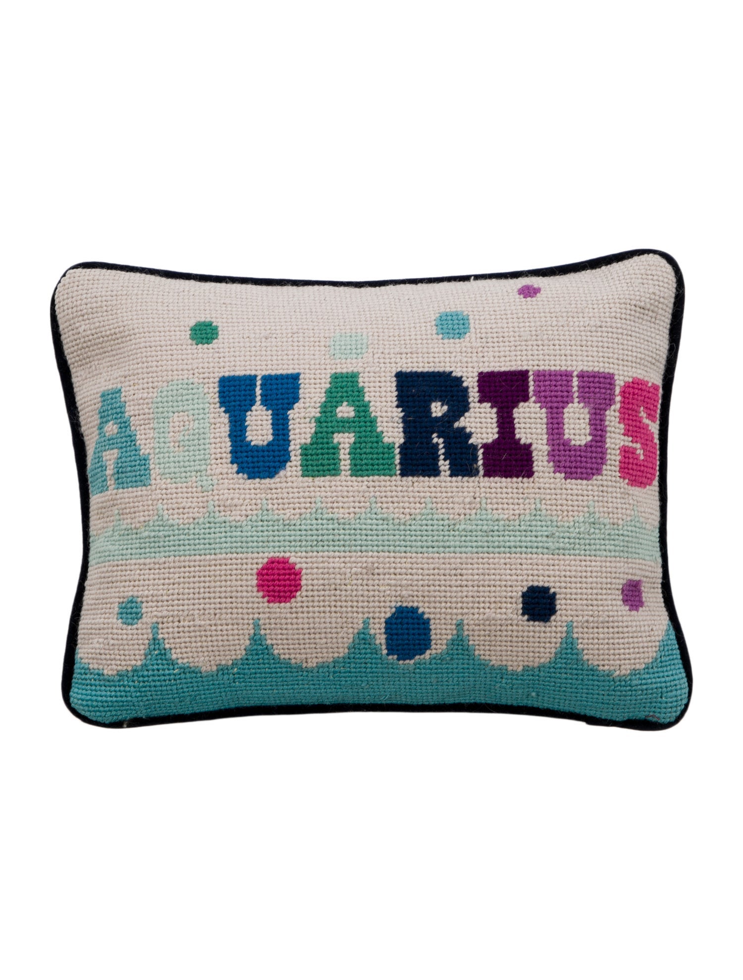 Jonathan Adler Needlepoint Aquarius Zodiac Throw Pillow