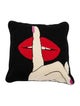 Jonathan Adler Lips Hush Needlepoint Throw Pillow
