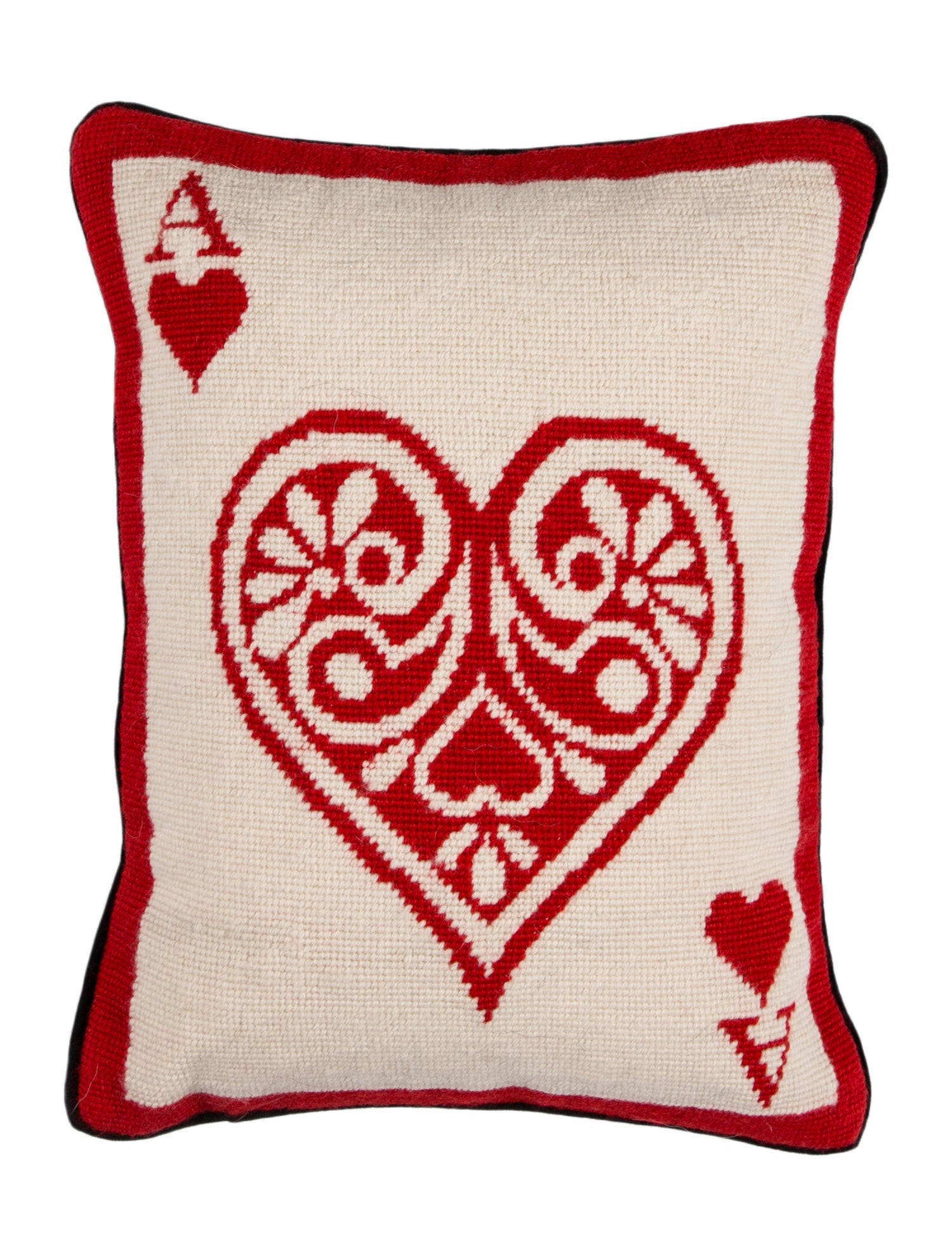 Jonathan Adler Ace of Hearts Needlepoint Throw Pillow