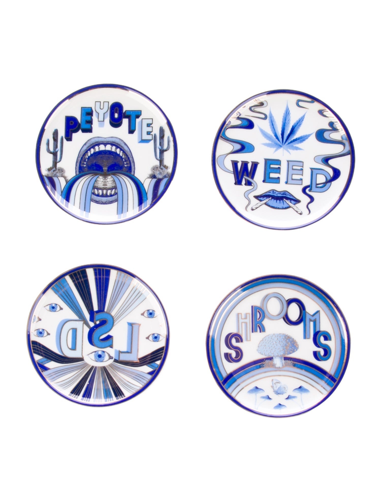 Jonathan Adler Set of 4 Druggist Porcelain Coasters