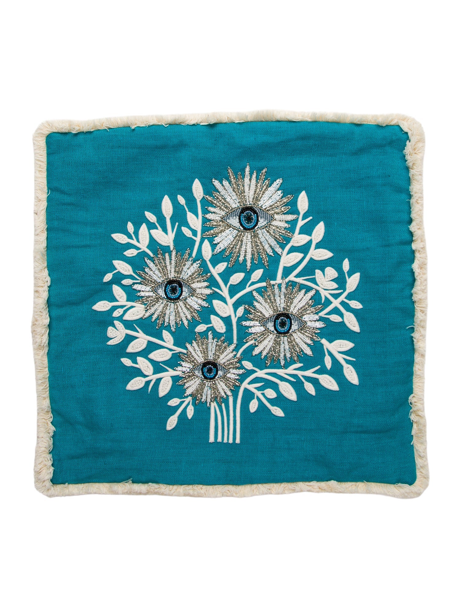 Jonathan Adler Tree of Eyes Beaded Linen Pillow Cover