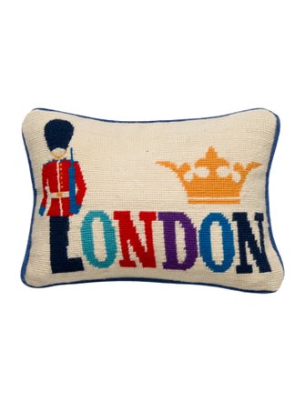 Jonathan Adler Jet Set London Needlepoint Throw Pillow