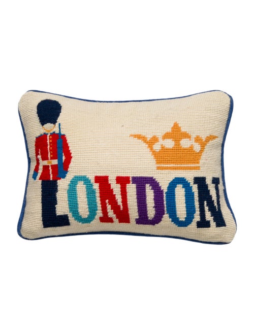 Jonathan Adler Jet Set London Needlepoint Throw Pillow