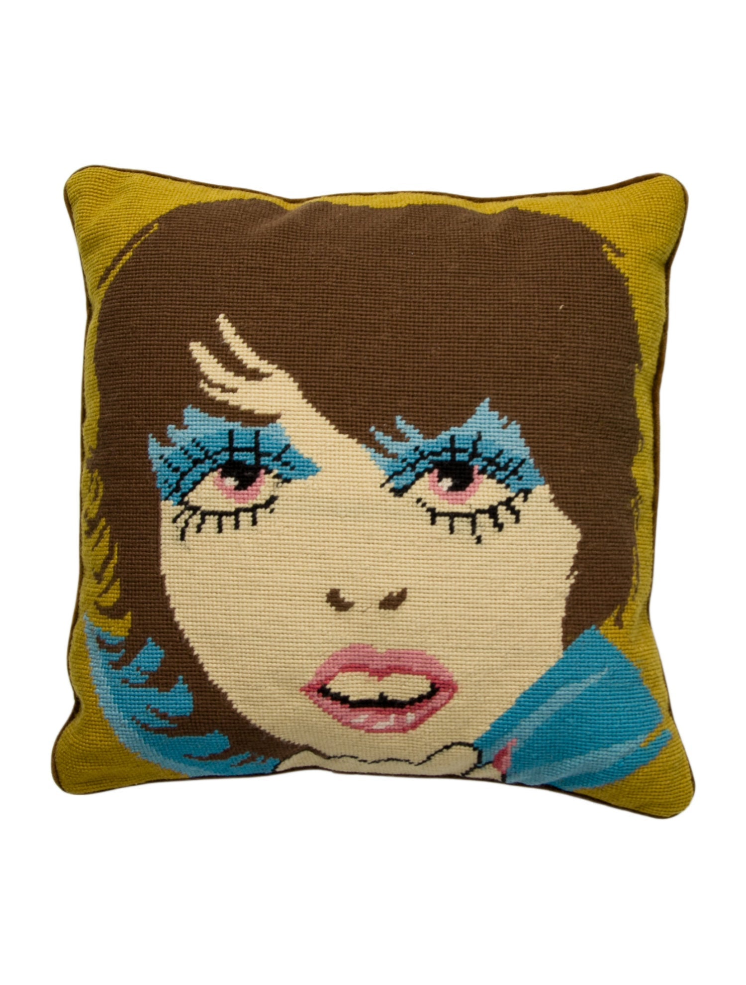 Jonathan Adler Disco Lady Needlepoint Throw Pillow