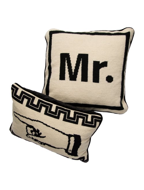 Jonathan Adler Pair Of Needlepoint Throw Pillows