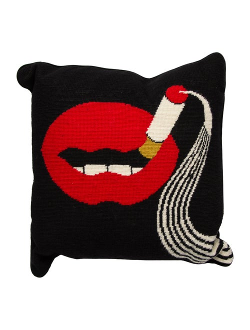 Jonathan Adler Lips Smolder Needlepoint Pillow