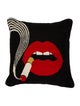 Jonathan Adler Lips Smolder Needlepoint Throw Pillow