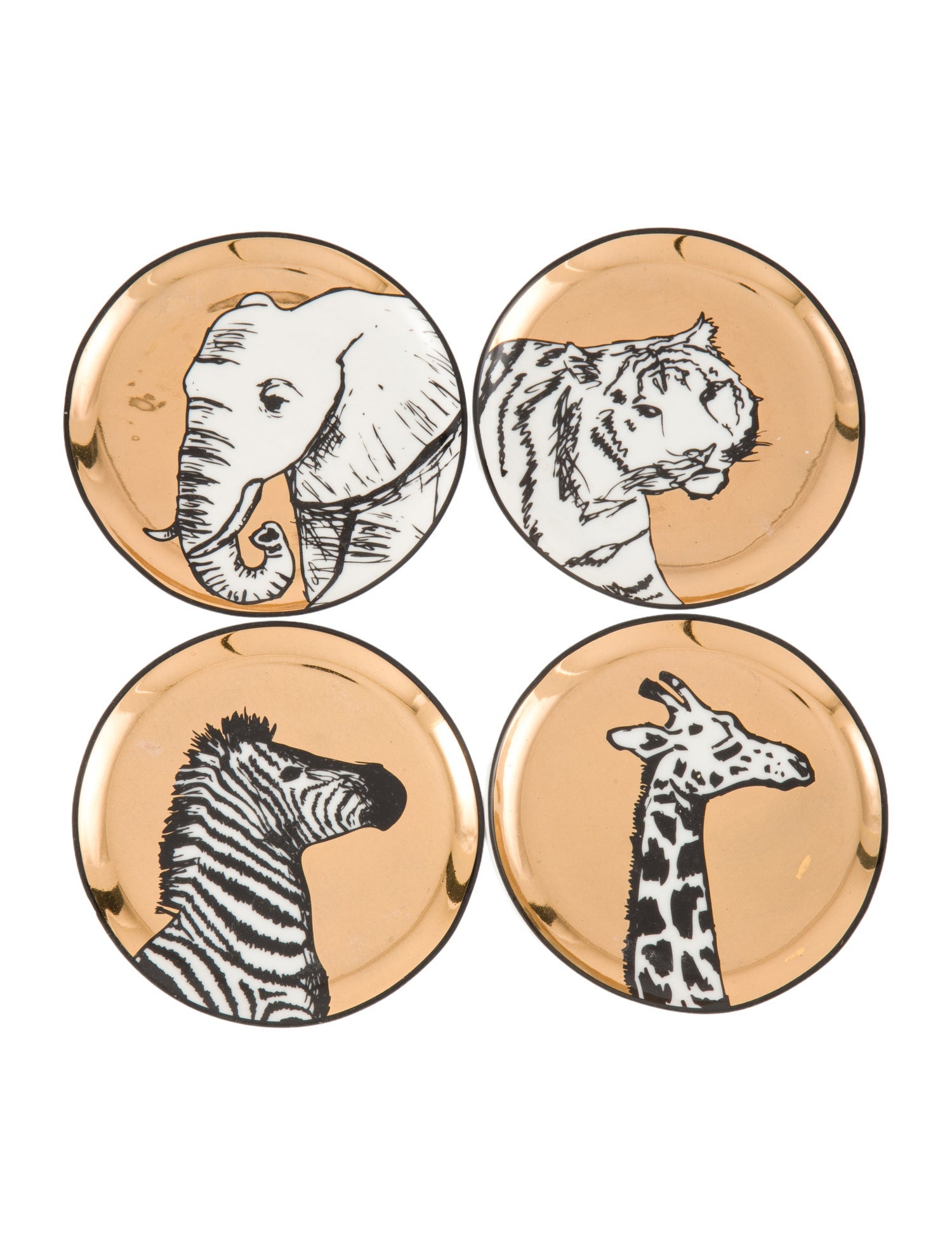 Jonathan Adler Set of 4 Animalia Porcelain Coasters