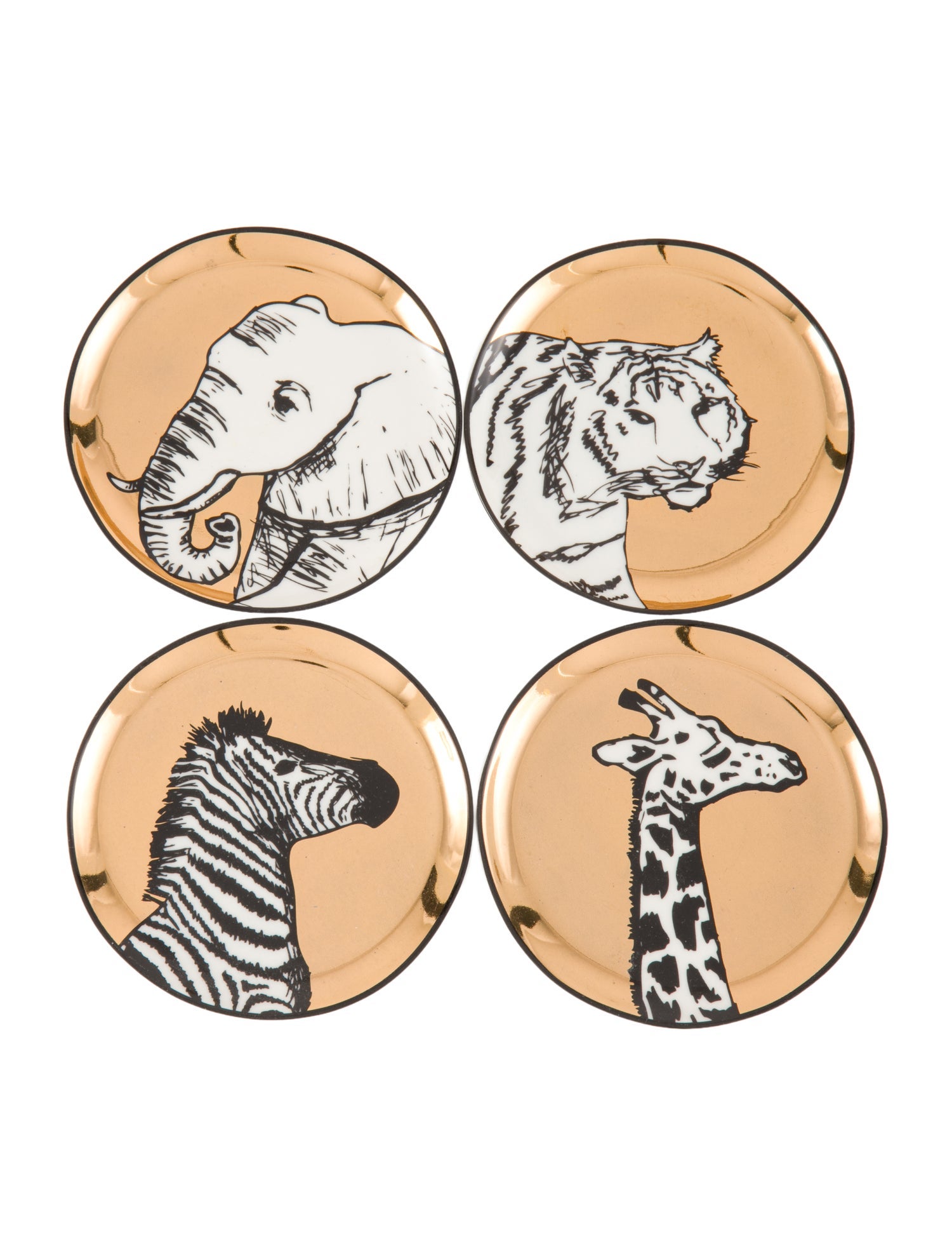 Jonathan Adler Set of 4 Animalia Porcelain Coasters