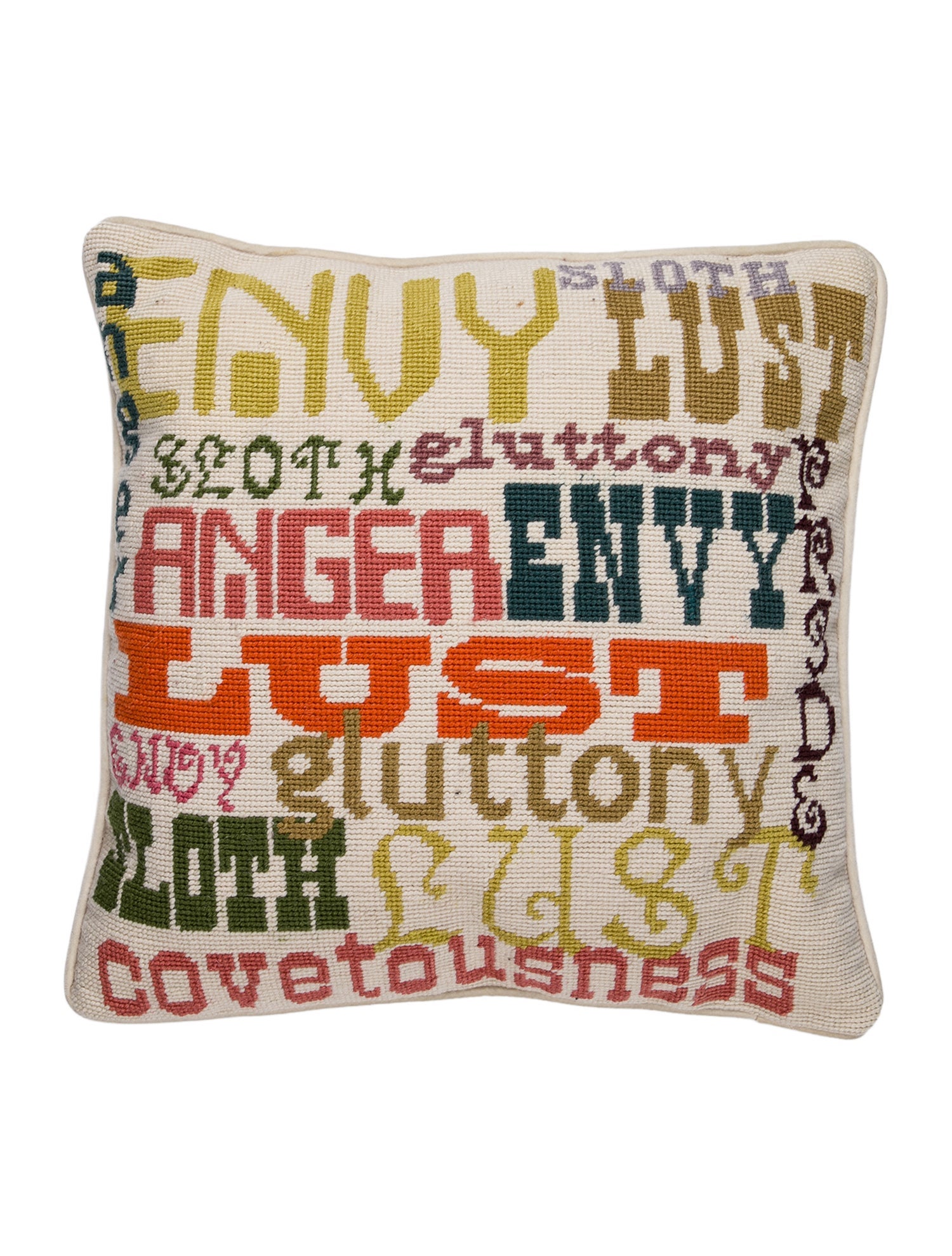 Jonathan Adler Sins Needlepoint Throw Pillow