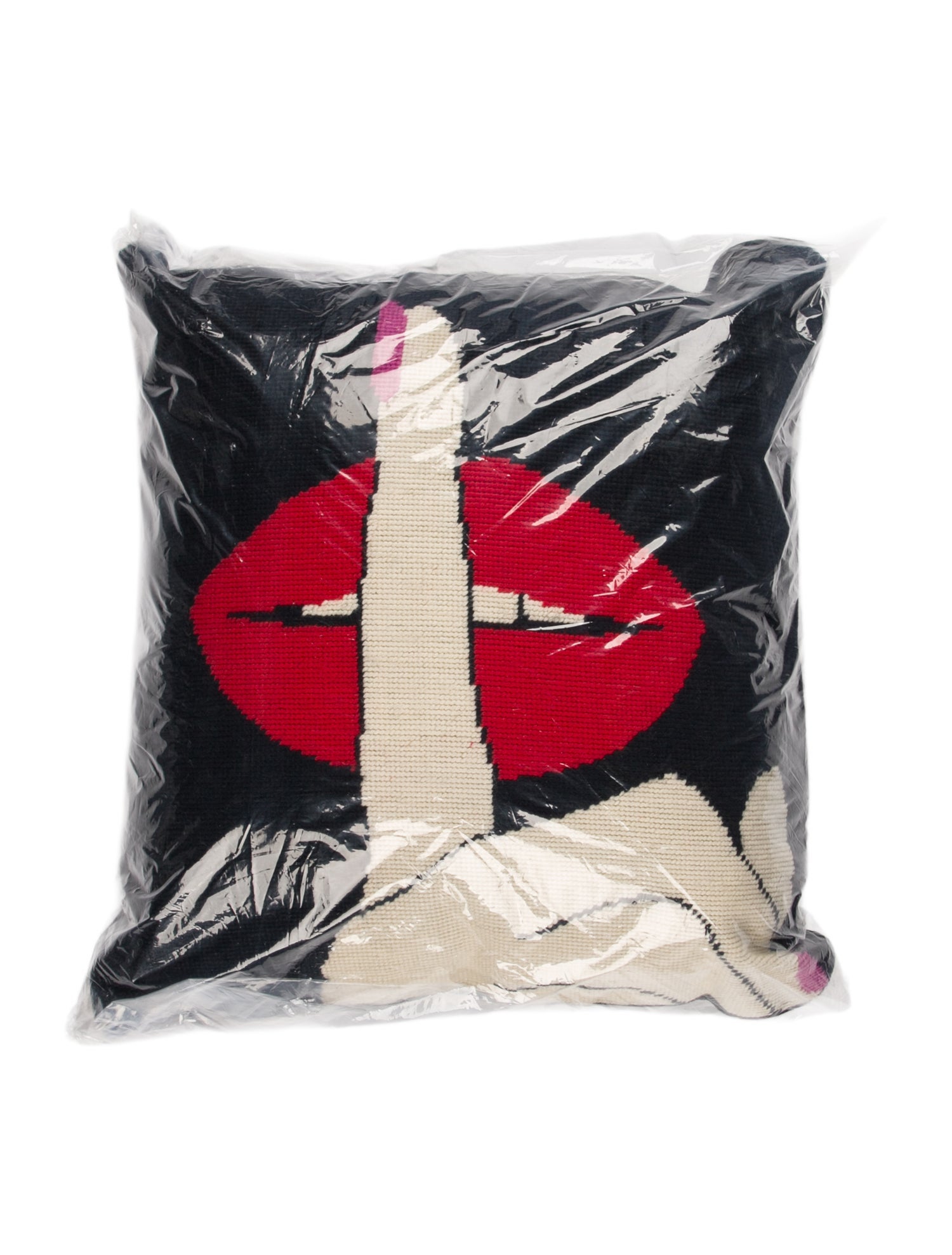Jonathan Adler Lips Smolder Needlepoint Throw Pillow