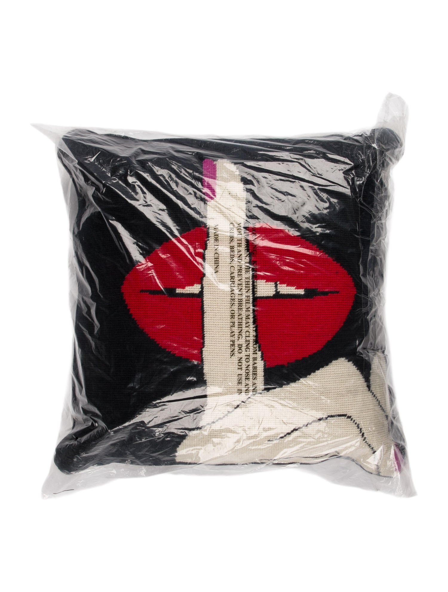 Jonathan Adler Lips Smolder Needlepoint Throw Pillow