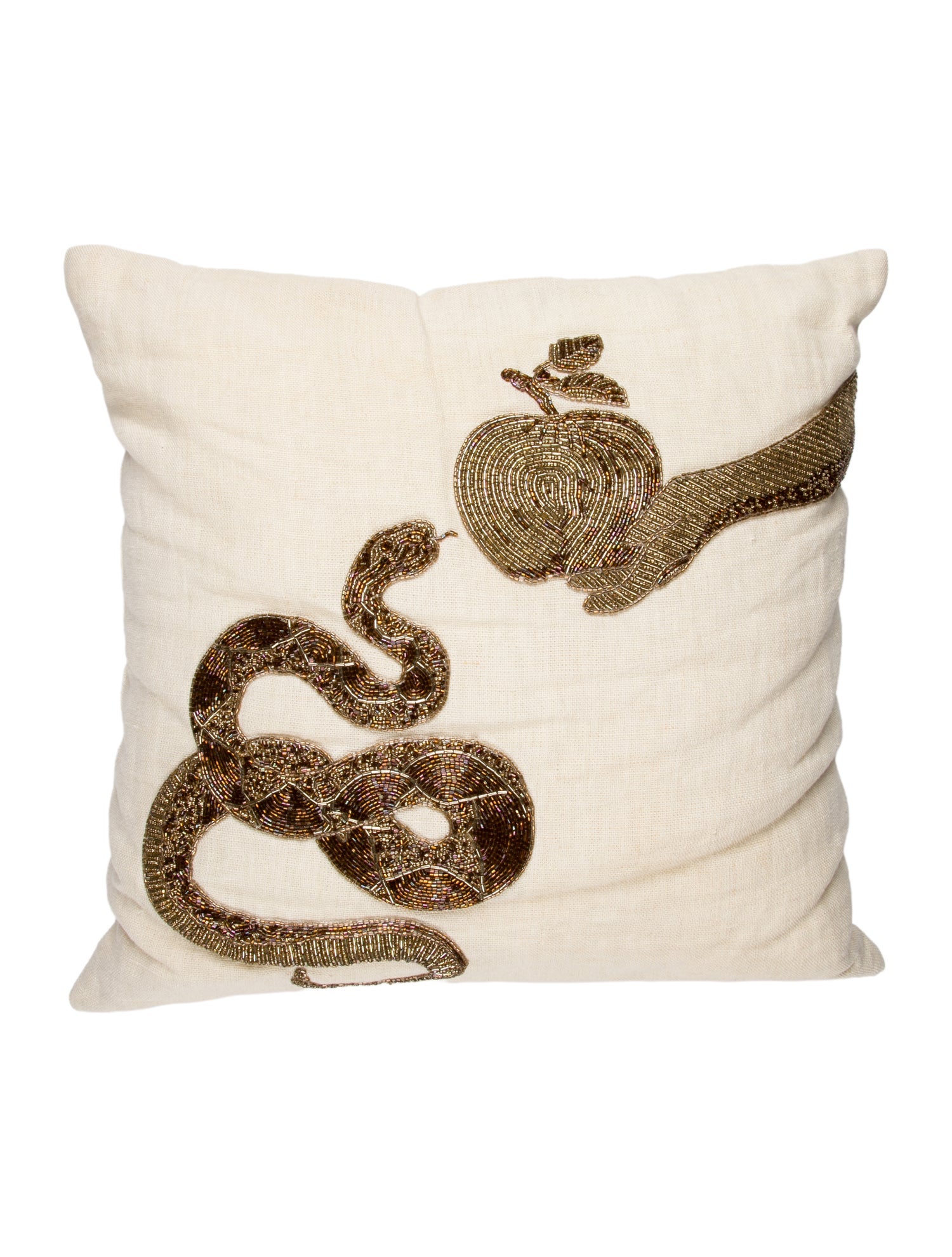 Jonathan Adler Beaded Snake and Apple Throw Pillow