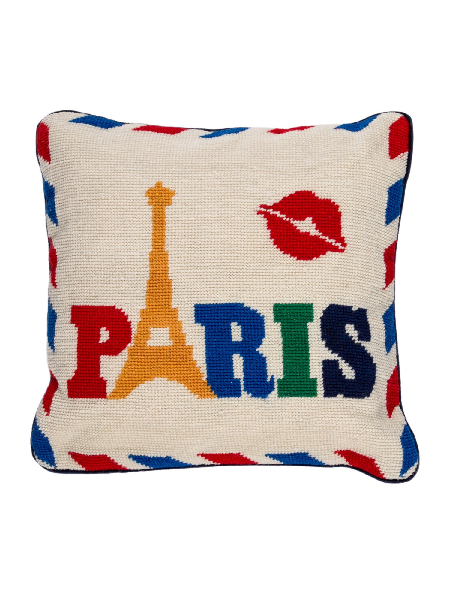 Jonathan Adler Jet Set Paris Needlepoint Throw Pillow