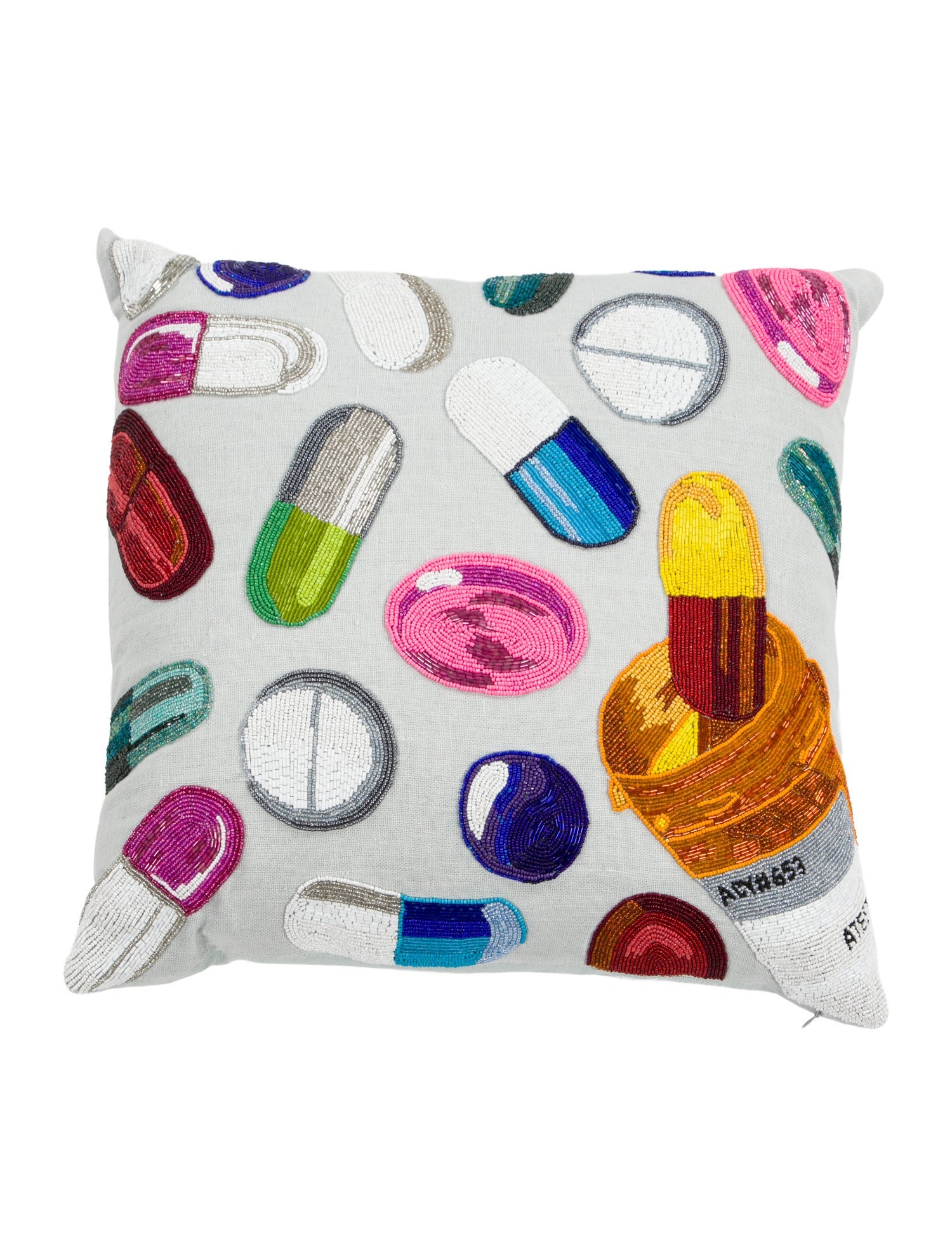 Jonathan Adler Happy Pills Beaded Throw Pillow