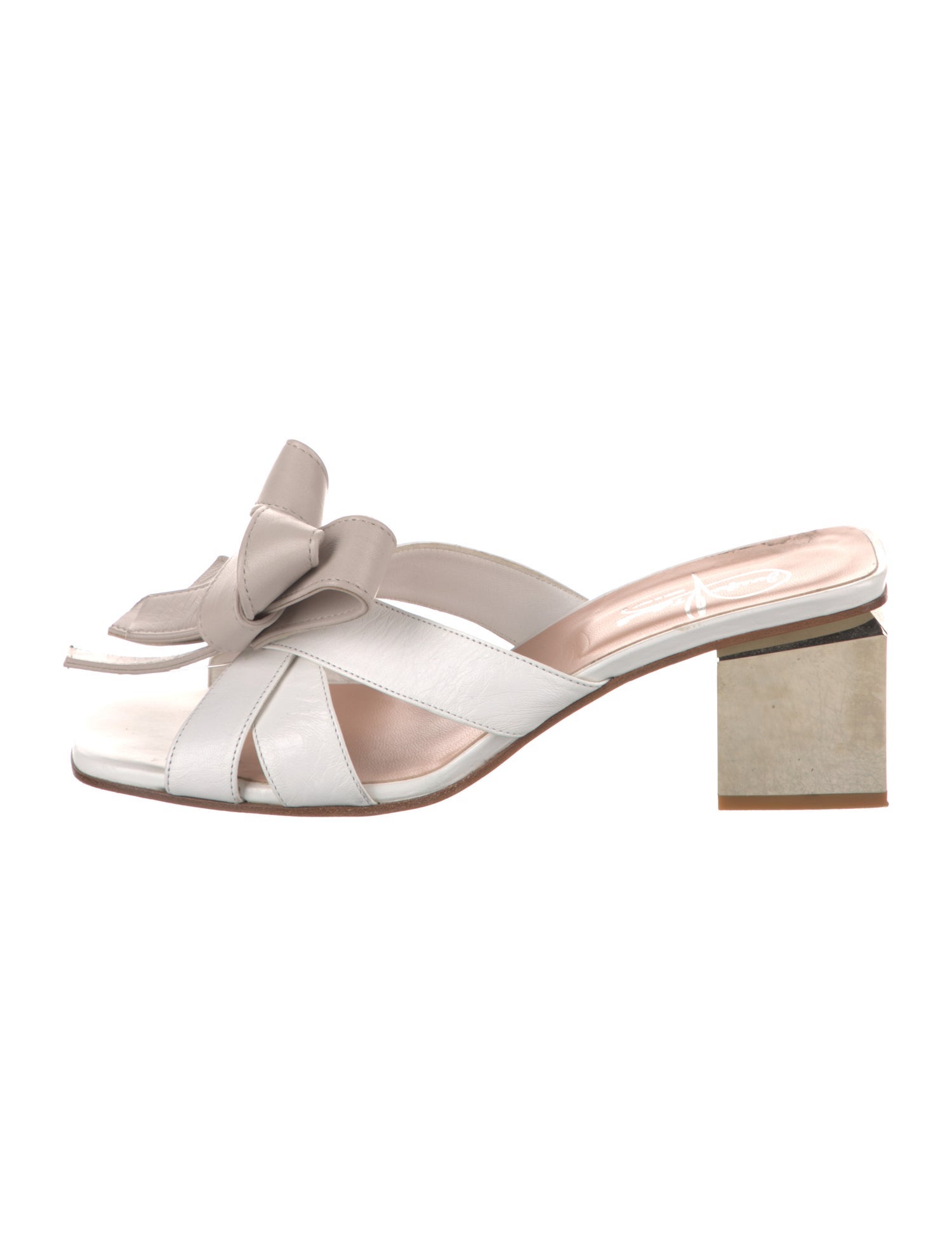 Jennifer Tattanelli Leather Bow Accents Slides