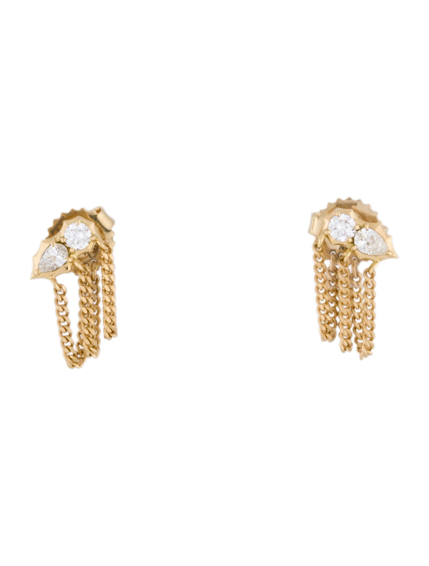 Jade Trau 18K Diamond Posey Chain Loop Earrings