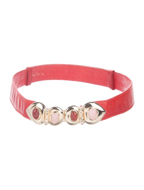 Judith Leiber Embellished Karung Belt Terracotta