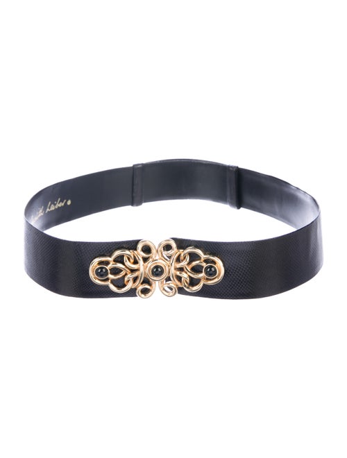 Judith Leiber Embossed Leather Belt Black