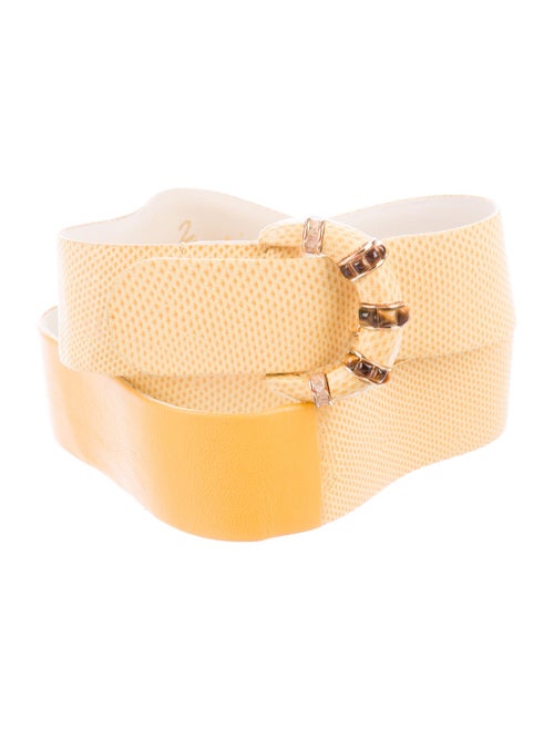 Judith Leiber Lizard Wide Belt Yellow