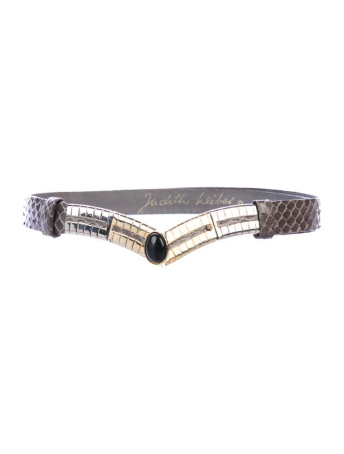 Judith Leiber Snakeskin Belt Grey