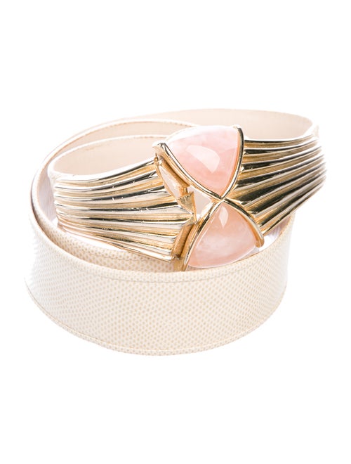 Judith Leiber Lizard Waist Belt Beige