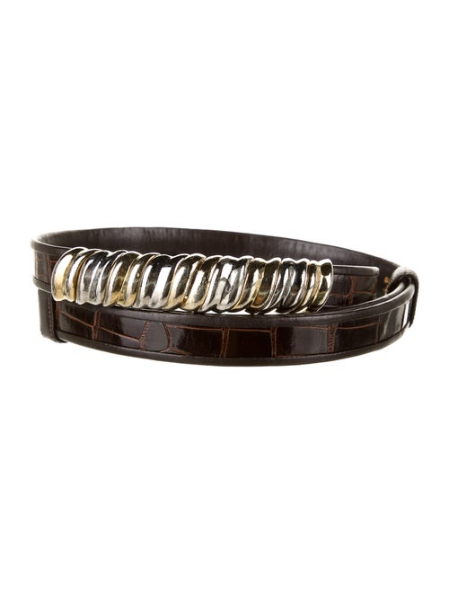 Judith Leiber Alligator Waist Belt Brown
