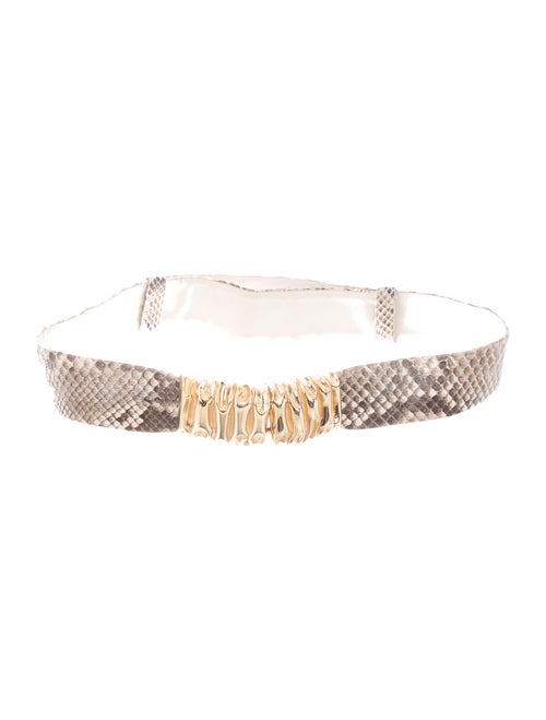 Judith Leiber Python Wide Waist Belt Grey