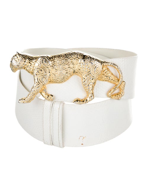 Judith Leiber Leather Waist Belt White