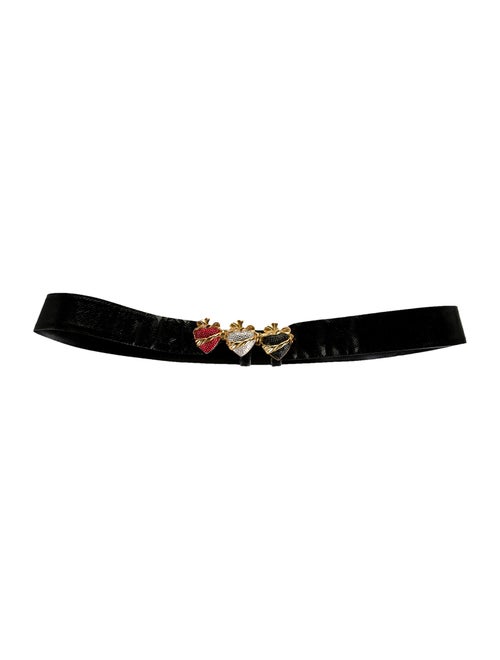 Judith Leiber Embellished Leather Belt Black