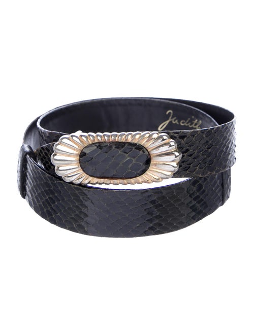 Judith Leiber Snakeskin Belt Black