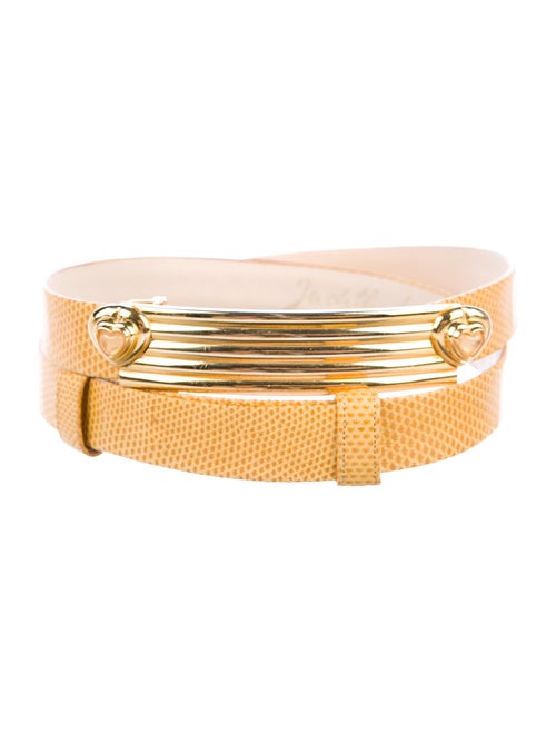 Judith Leiber Lizard Embellished Belt Yellow