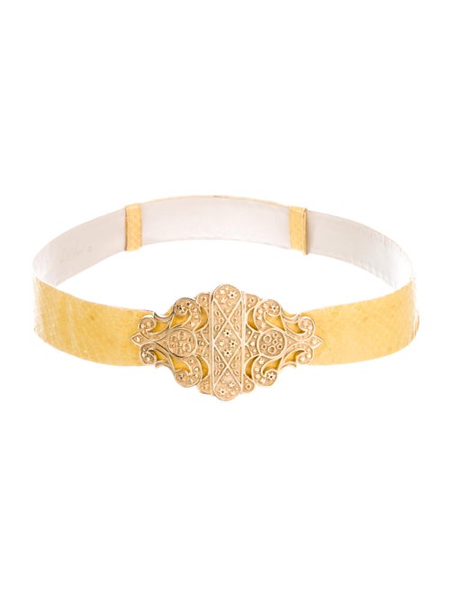 Judith Leiber Snakeskin Waist Belt Yellow