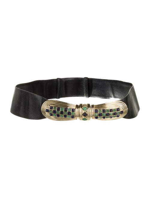 Judith Leiber Karung Adjustable Waist Belt Navy