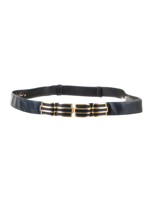 Judith Leiber Snakeskin Waist Belt Navy