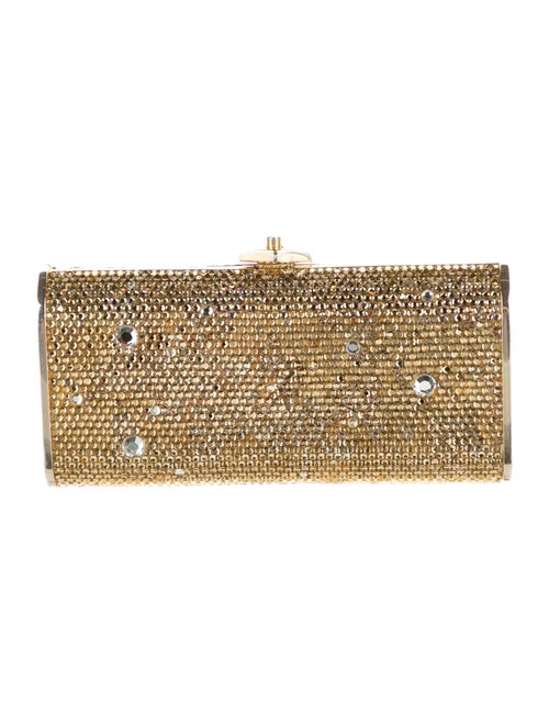Judith Leiber Crystal Embellished Box Clutch Gold