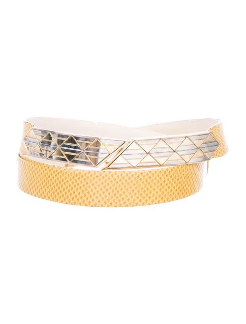 Judith Leiber Leather Belt Yellow
