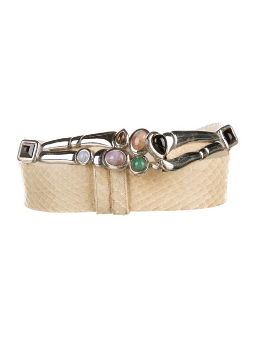 Judith Leiber Snakeskin Belt Silver