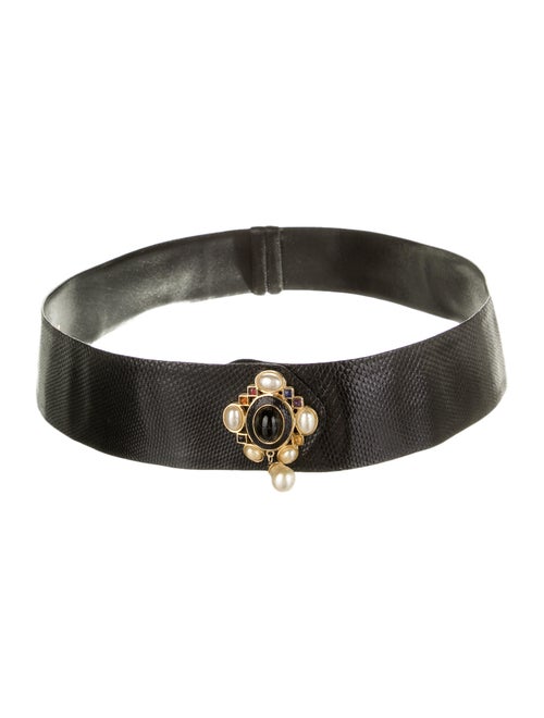 Judith Leiber Leather Belt Black