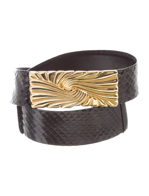 Judith Leiber Leather Belt Black