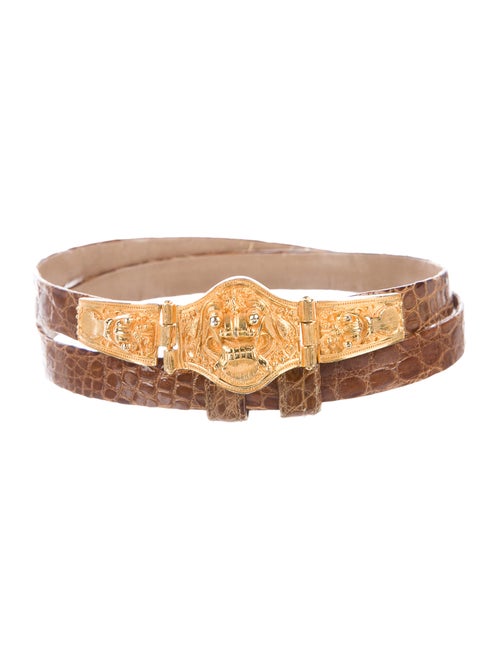 Judith Leiber Alligator Belt Brown
