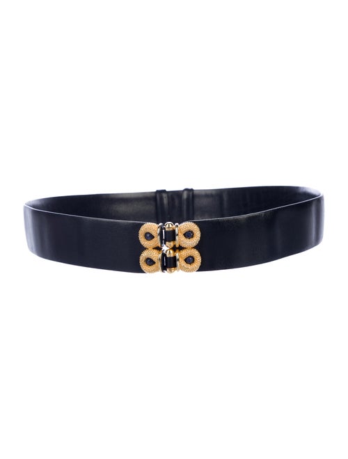 Judith Leiber Leather Belt Black