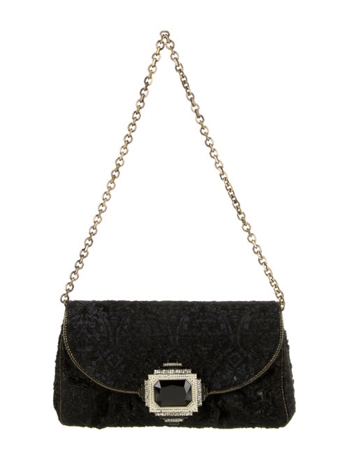 Judith Leiber Ponyhair Devoré Baguette Black