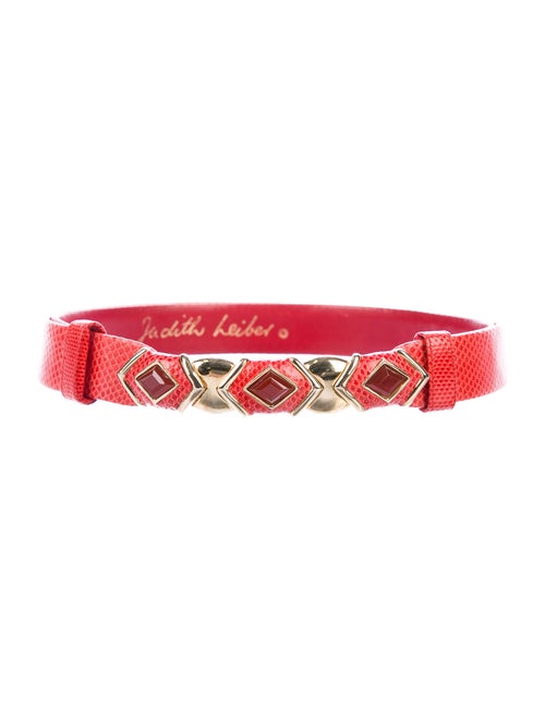 Judith Leiber Snakeskin Belt Red
