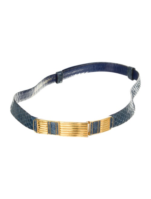 Judith Leiber Snakeskin Belt Blue