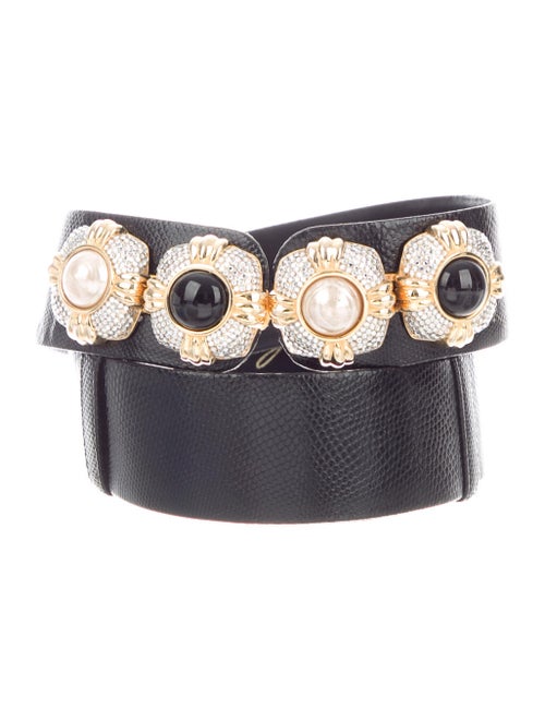 Judith Leiber Lizard Belt Black