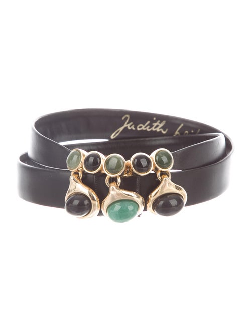 Judith Leiber Leather Waist Belt Black